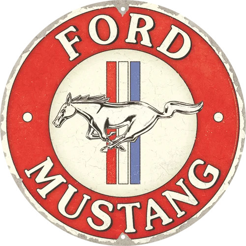 RETRO Ford Mustang – Horse & Stripes Logo – Fémtábla