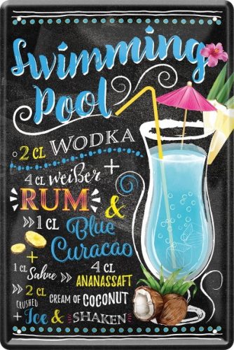 RETRO Swimming Pool - Cocktail RETRO Plechová cedule